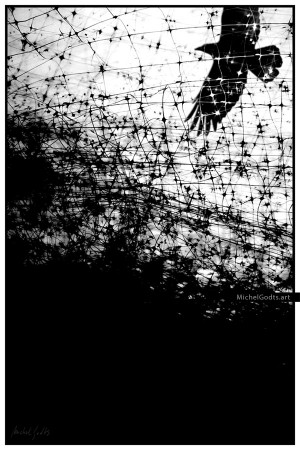 No Escape. Black & white photo illustration. Artwork © Michel Godts
