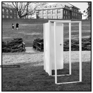 Portal To Your Dreams :: Black and white photograph of public art - Artwork © Michel Godts