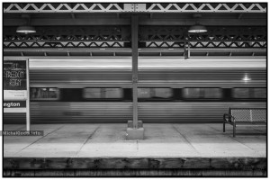 Departing Amtrak Train :: Black and white urban photography - Artwork © Michel Godts