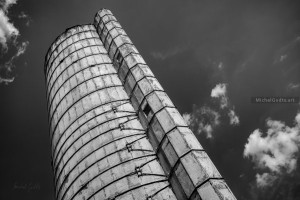 Farm Silo Texture :: Black and white rural architecture photography - Artwork © Michel Godts