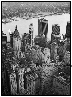 Financial District Towers :: Black and white urban landscape photography - Artwork © Michel Godts