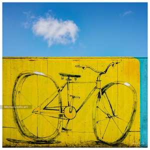 Yellow Bicycle Mural :: Street art photography - Artwork © Michel Godts