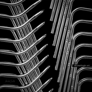 Stack Chairs Skeleton :: Black and white abstract realism photography - Artwork © Michel Godts