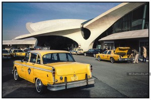 Yellow Cab At TWA Flight Center :: Urban street photography - Artwork © Michel Godts