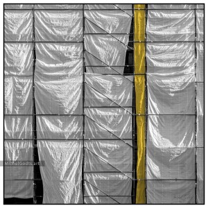  The Yellow Scaffolding Wrap :: Abstract realism photography - Artwork © Michel Godts