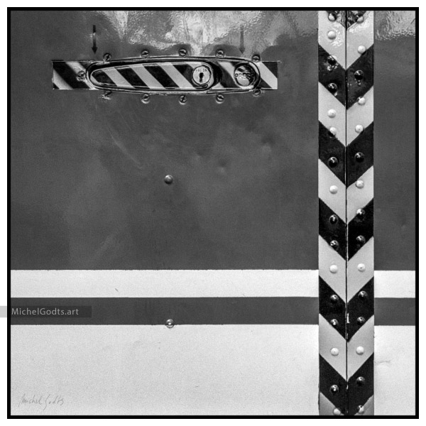 Aircraft Door Markings :: Black and white abstract photography - Artwork © Michel Godts