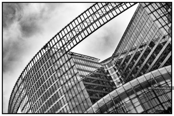 Charlemagne Building Skin :: Black and white architecture fine art photography print - Artwork © Michel Godts