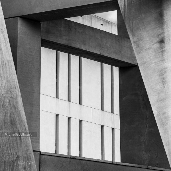 Concrete Geometric Interplay :: Abstract black and white fine art photography print - Artwork © Michel Godts