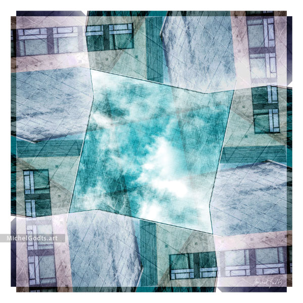 Courtyard Kaleidoscope :: Abstract art print from manipulated photography - Artwork © Michel Godts