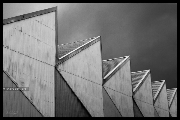 Darkness Over SportCity :: Black and white architecture photography - Artwork © Michel Godts