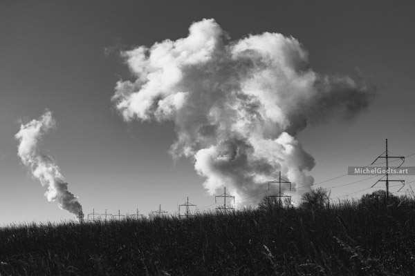 Emissions Plumes Landscape :: Black and white fine art photography print - Artwork © Michel Godts