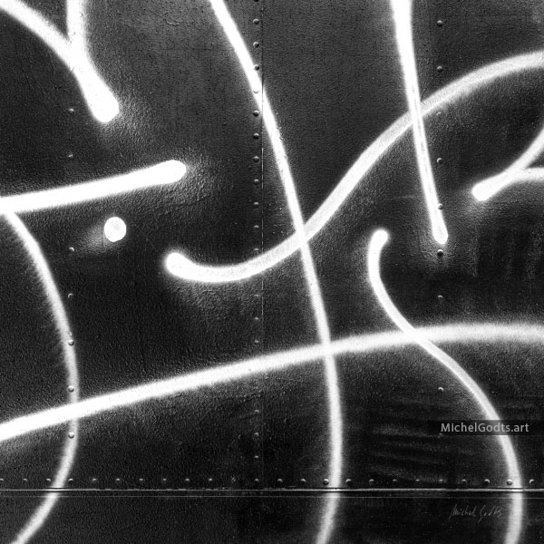 Graffiti Dancing :: Black and white abstract fine art photography print - Artwork © Michel Godts