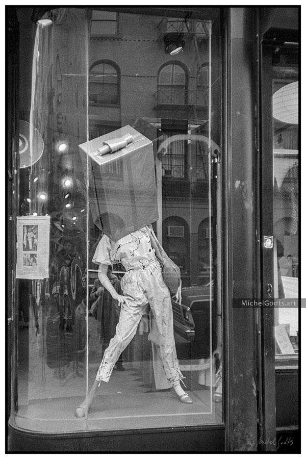 Mannequin’s Gift Box Fashion :: Black and white urban street photography - Artwork © Michel Godts