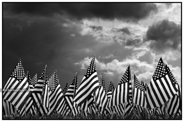 Memorial Day Flags :: Black and white fine art photography print - Artwork © Michel Godts