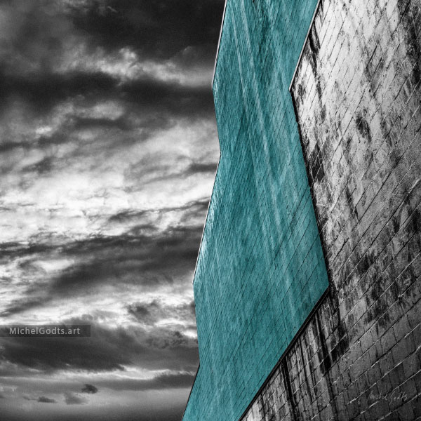 Monolith In Blue :: Urban textures fine art photography print - Artwork © Michel Godts