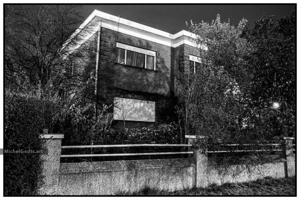 Nighttime In Stockel—House #2 :: Black and white fine art photography print - Artwork © Michel Godts