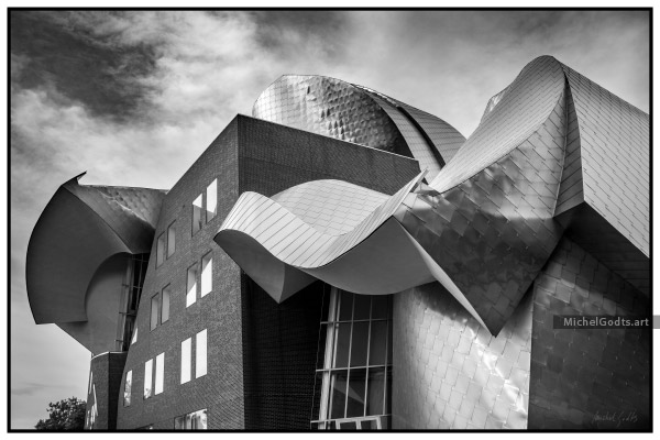 Peter B Lewis Building—South Side :: Black and white architecture photography - Artwork © Michel Godts