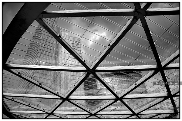 Place Rogier Canopy Skylight :: Black and white architecture photography - Artwork © Michel Godts