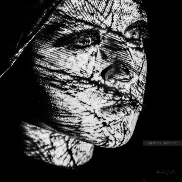 Projected Identity Portrait #3 :: Black and white fine art photography print - Artwork © Michel Godts