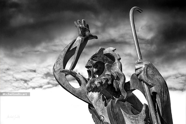 Prophet Of Doom :: Statue portrait - black and white photography - Artwork © Michel Godts