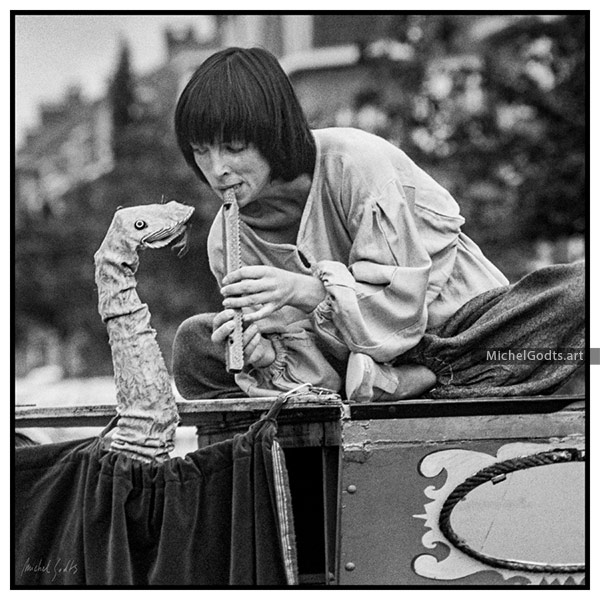 Puppet Snake Charmer :: Black and white portraiture photography - Artwork © Michel Godts