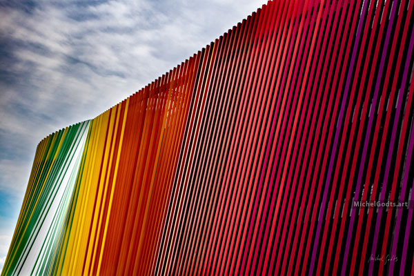 Rainbow Steel Facade :: Urban architecture photography - Artwork © Michel Godts