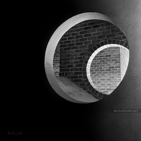 Shining Through Circles :: Black and white abstract architecture photography - Artwork © Michel Godts