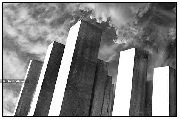 Sky Pillars :: Black and white abstract photo illustration - Artwork © Michel Godts