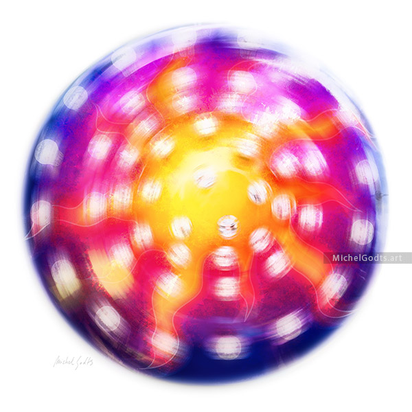 Spinning Sun Lights :: Abstract art from manipulated photography - Artwork © Michel Godts