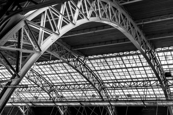 Steel Arch With Skylight :: Architecture black and white fine art photography print - Artwork © Michel Godts