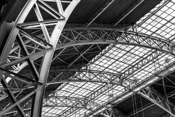 Steel Framework With Skylight :: Architecture black and white fine art photography print - Artwork © Michel Godts