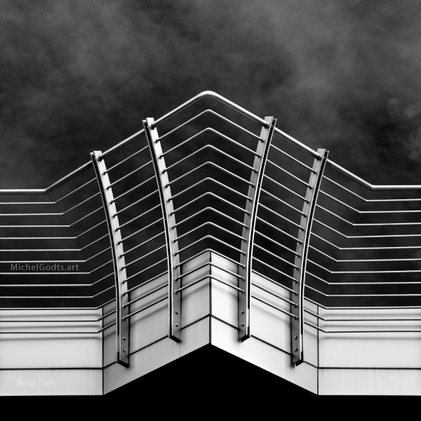 Storm Railing :: Black and white abstract realism photography - Artwork © Michel Godts