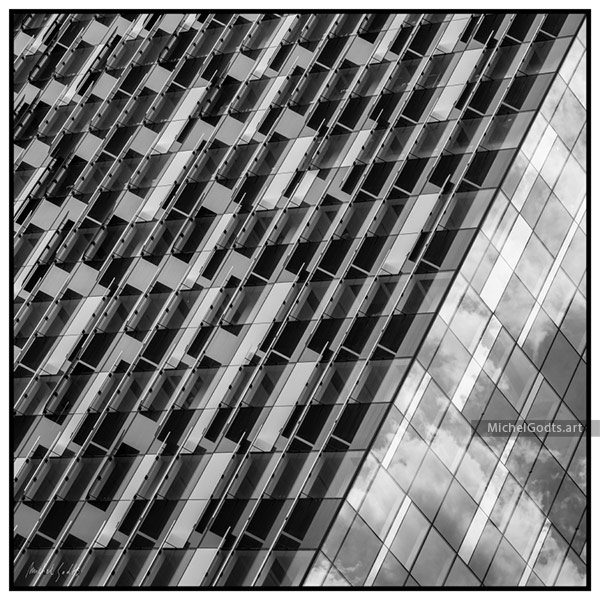 The One Brussels Building :: Black and white architecture photography - Artwork © Michel Godts