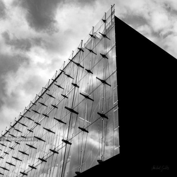 Towering Sky Reflection :: Black and white architecture fine art photography print - Artwork © Michel Godts