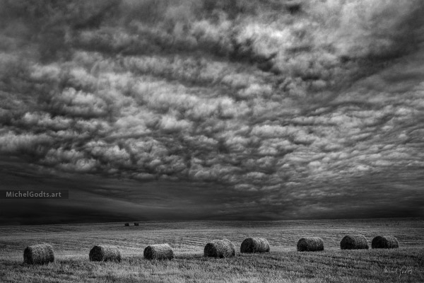 Turbulent Harvest Sky :: Black and white fine art photography print - Artwork © Michel Godts