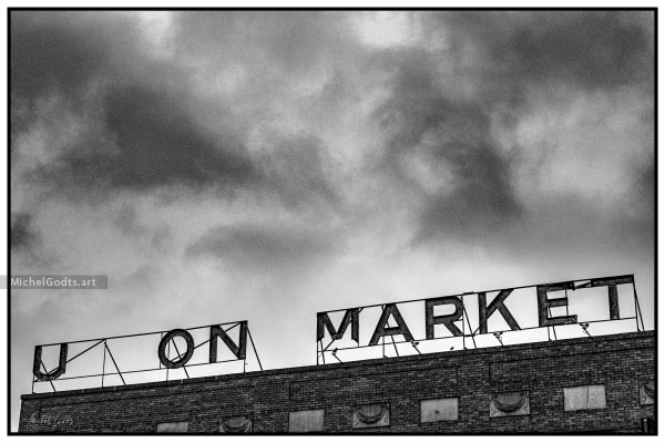 Union Market Sign :: Black and white fine art photography print - Artwork © Michel Godts
