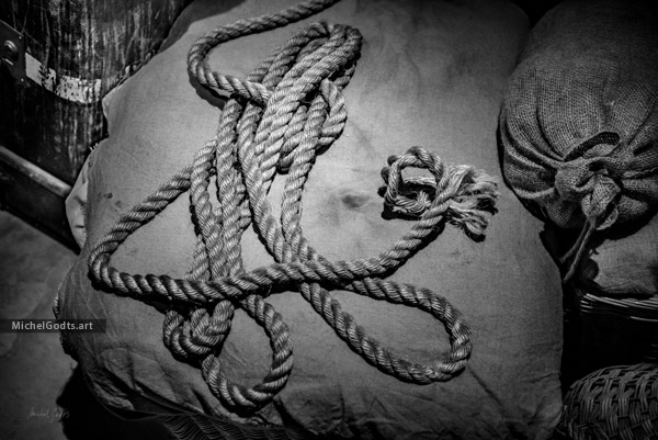Vintage Rope Scene :: Black and white still life photography - Artwork © Michel Godts