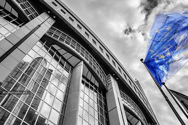 Where We Debate Europe :: Selective coloring architecture photography - Artwork © Michel Godts
